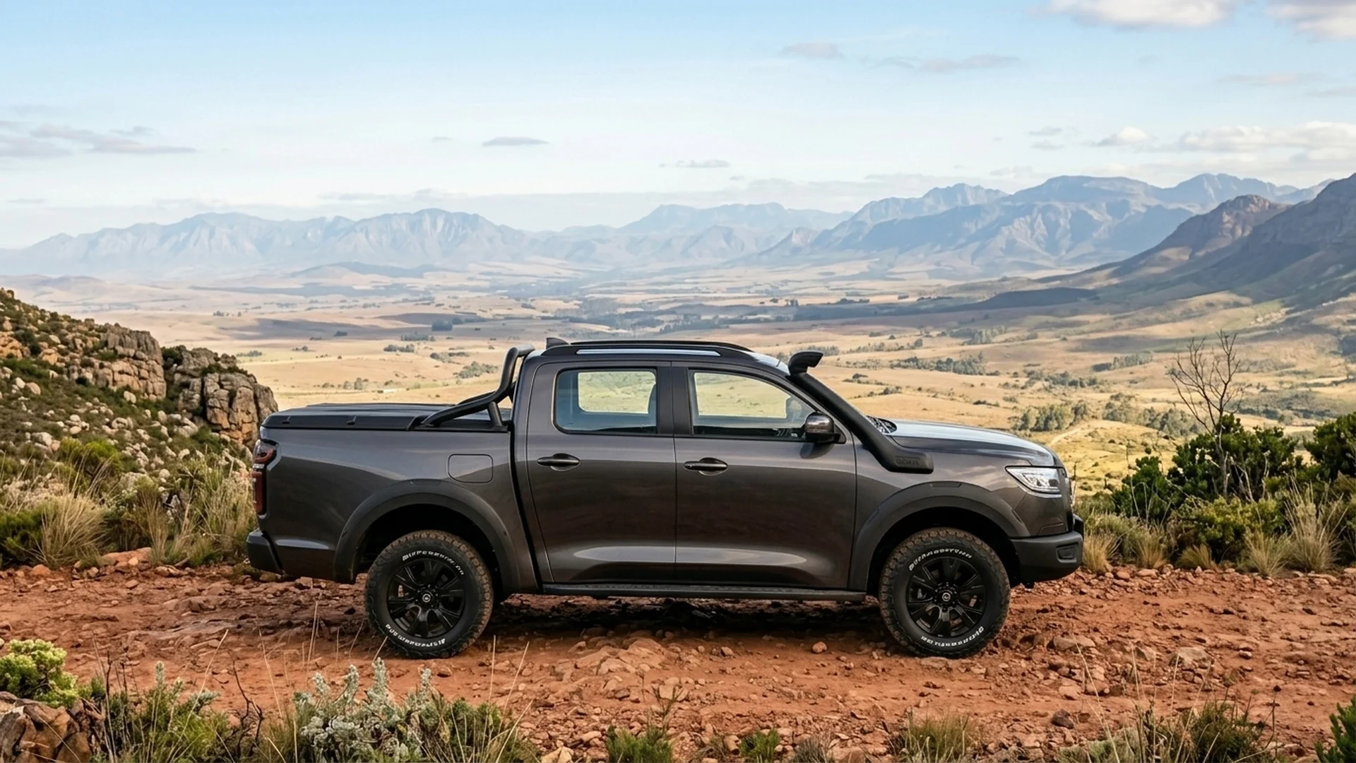 GWM P-Series side profile view showing muscular double cab bakkie styling